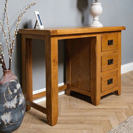 Rustic Oak - 45cm : Bàn Làm Việc Gỗ Sồi + 3 Ngăn Kéo